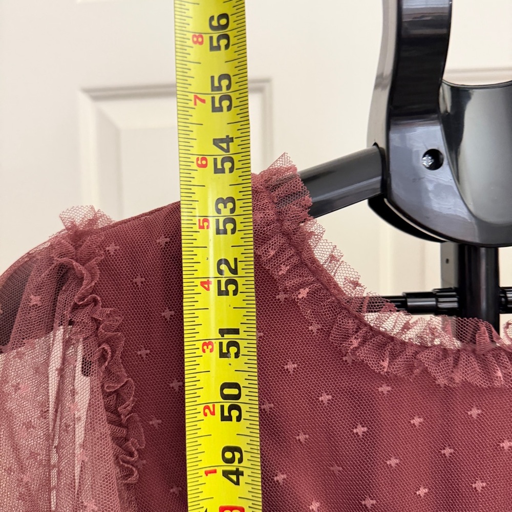Ivy city co Elegant Mauve Tiered Midi Dress with Sheer Sleeves - Picture 6 of 13